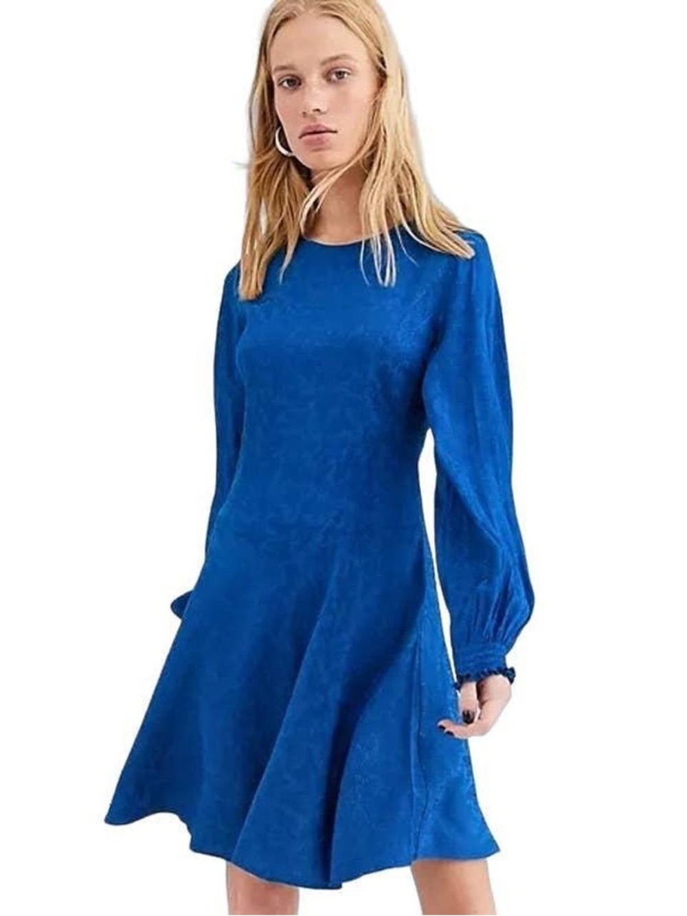& Other Stories Ballon Sleeve Jacquard Long Sleeves Skater Dress Size 0 NEW